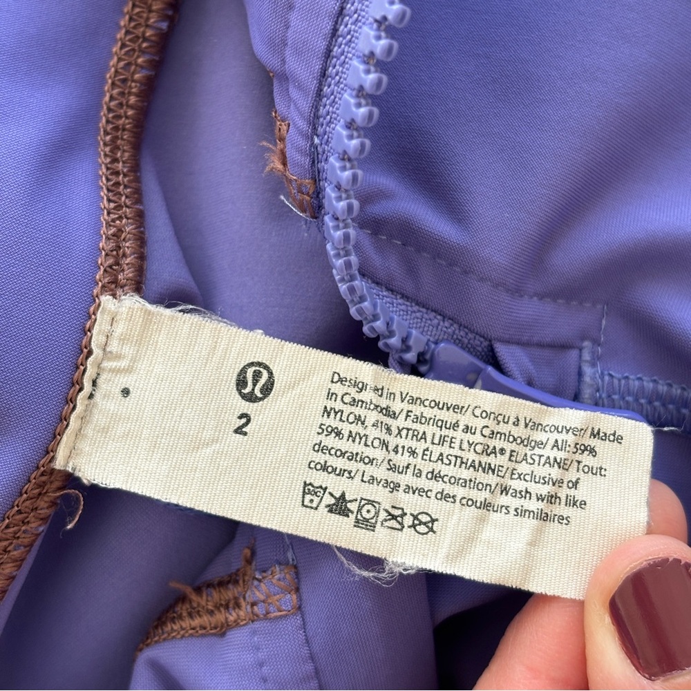 Lululemon purple‎ brown biker shorts Hike to Swim Short size 2 - Picture 8 of 9